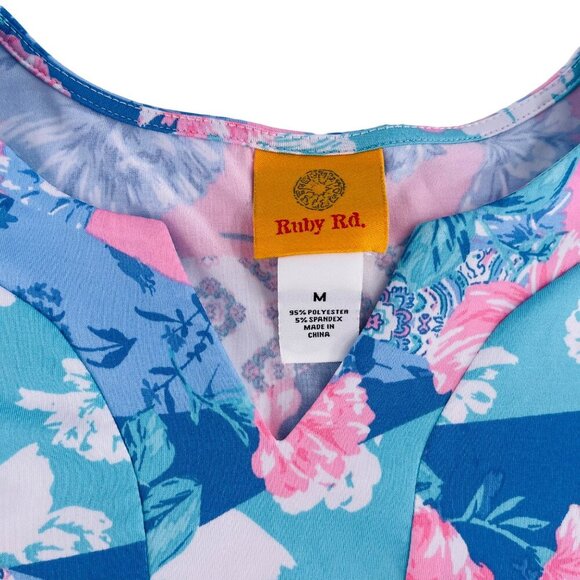 Ruby Rd. Floral Patchwork Long Sleeve Top Womens Size M - Picture 2 of 5